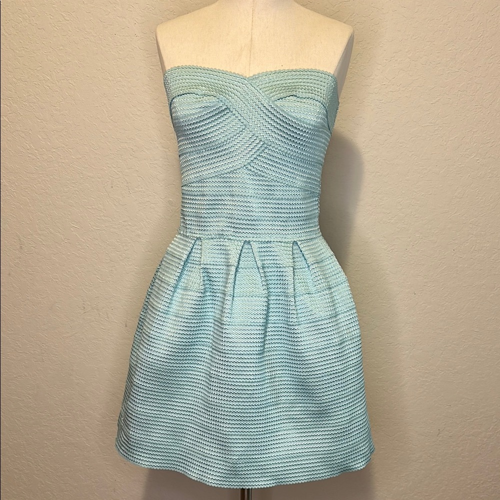 Flattering Strapless Blue Dress